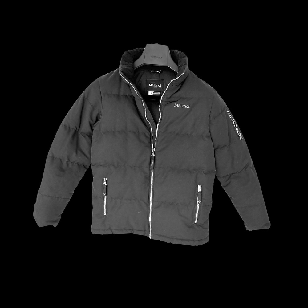 Marmot Kids Black Down Puffer Jacket E73320 Full Zip Quilted Coat Large L/G